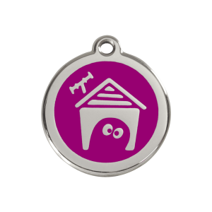 Hundemarke violette Hundehütte aus Emaille und Edelstahl, Größe M