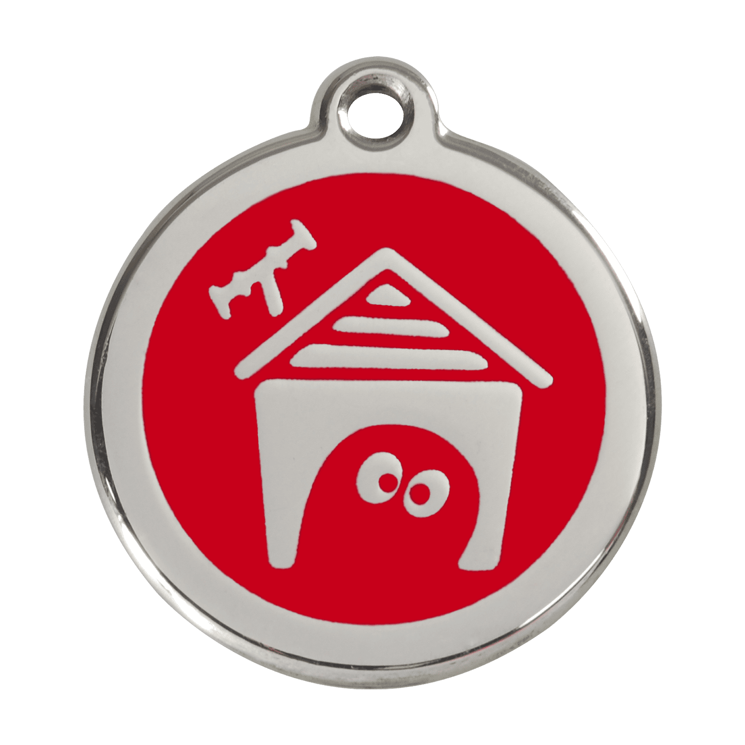 Vue avant - Médaille personnalisée pour chien Red Dingo en émail et acier inoxydable - Rouge - Größe L