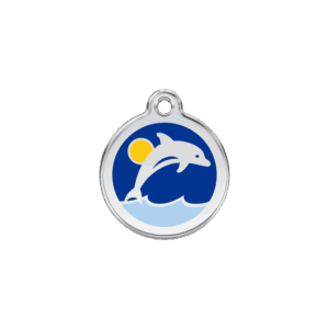 Katzenmarke Delfin Dunkelblau Klein aus Emaille & Edelstahl