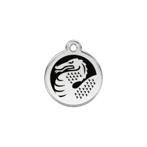 Katzenmarke Drache aus Emaille und Edelstahl, Größe S