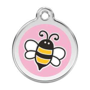 Rosa Hummel Emaille Edelstahl Hundemarke Groß