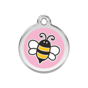 Hundemarke Hummel mit rosa Emaille M 30 mm