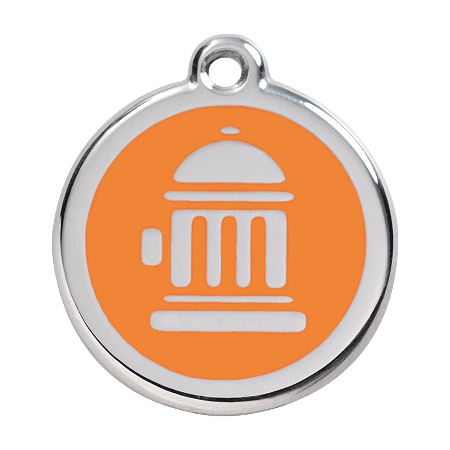 Vue avant - Médaille personnalisée pour chien Red Dingo Émail et acier inoxydable Orange Bouche d'incendie - Größe L