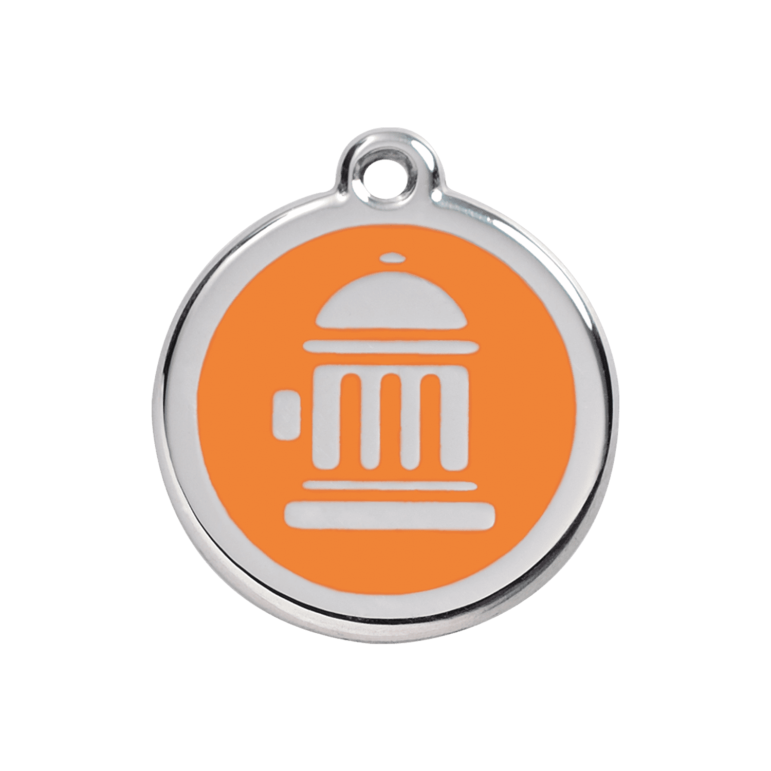 Vue avant - Médaille personnalisée pour chien Red Dingo Émail et acier inoxydable motif bouche d'incendie orange - Größe M - 01-FH-OR-ME