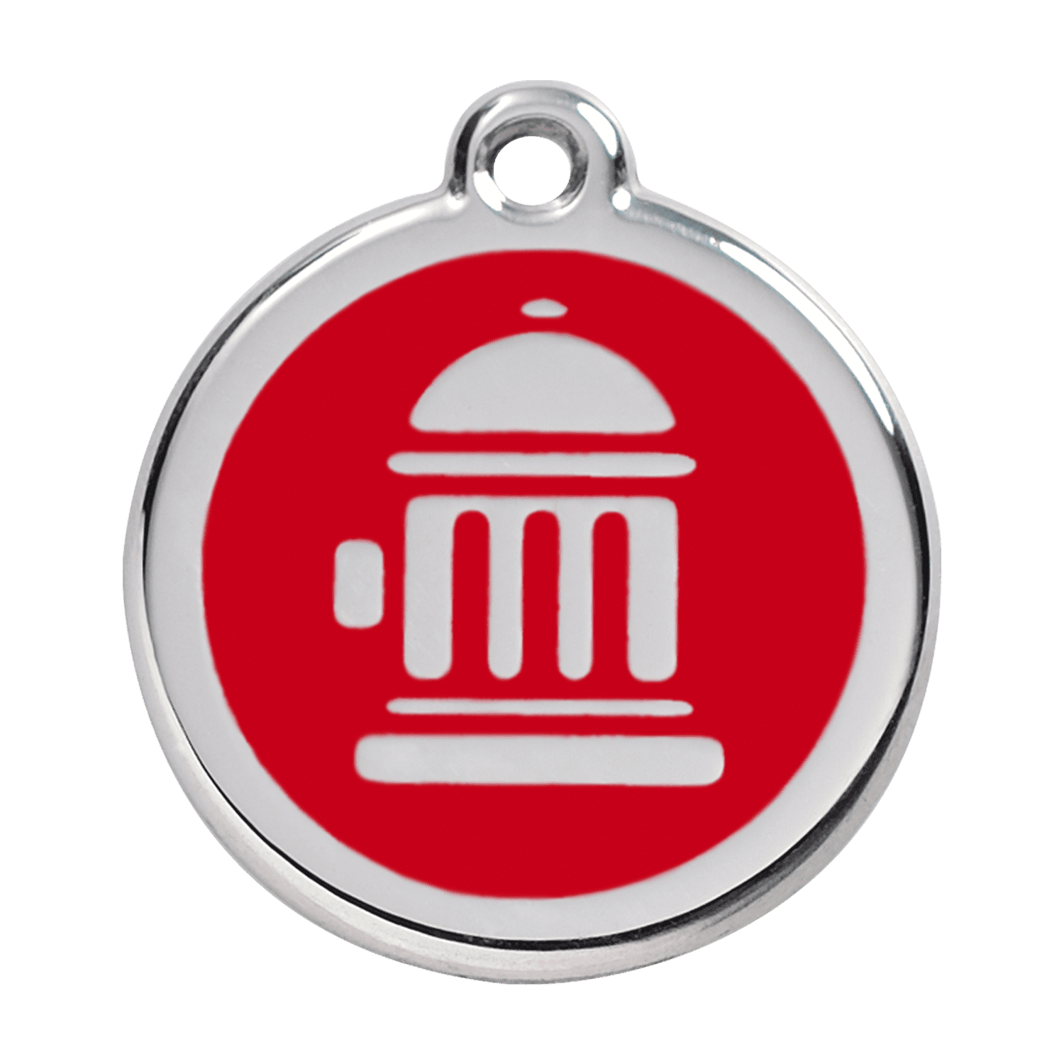 Vue avant - Médaille personnalisée pour chien Red Dingo Émail et acier inoxydable - Bouche d'incendie - Rouge - Größe L