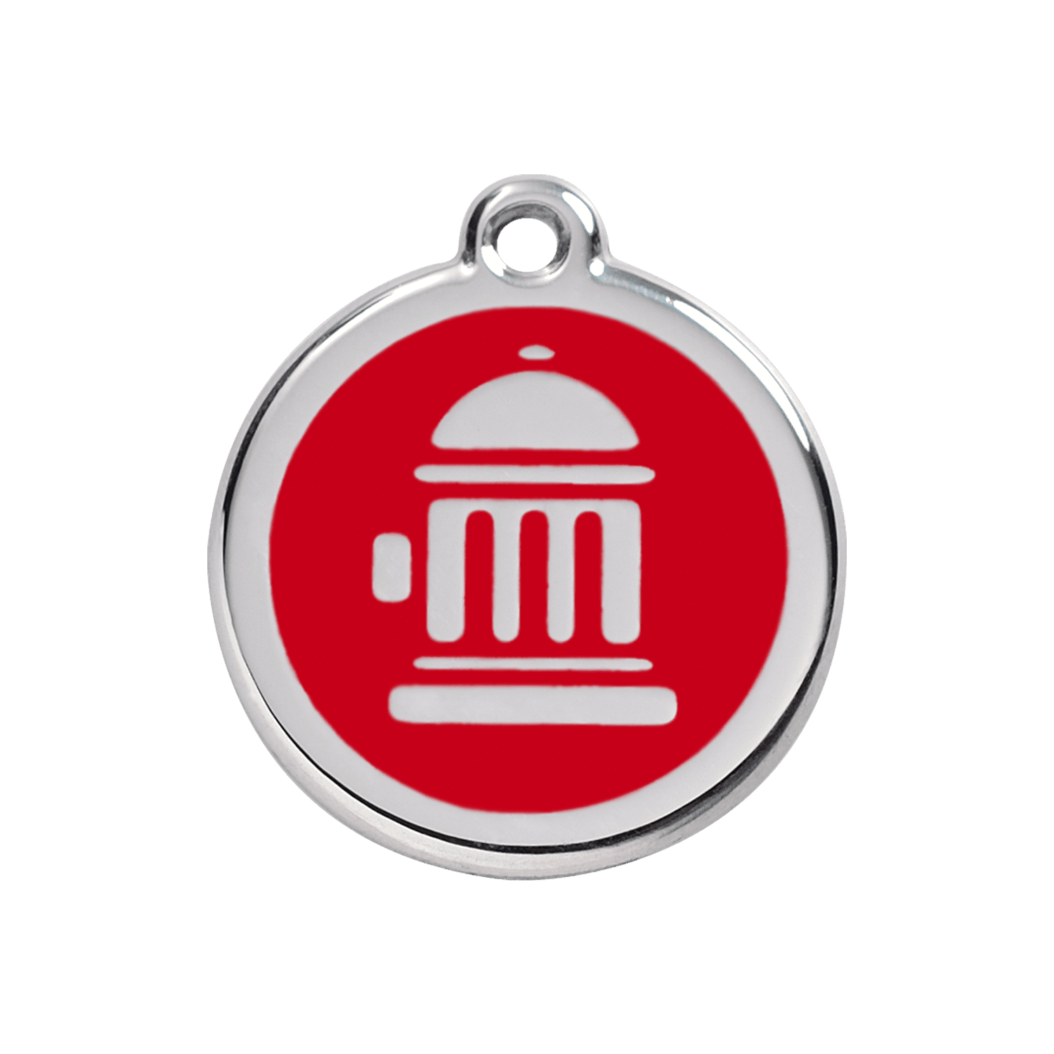Vue avant - Médaille personnalisée pour chien Red Dingo Émail et acier inoxydable - Bouche d'incendie - Rouge - Größe M