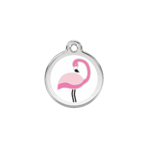 Katzenmarke Weißer Flamingo S aus Emaille und Edelstahl 20 mm