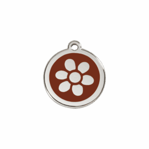 Katzenmarke Blume Braun aus Emaille und Edelstahl, Klein