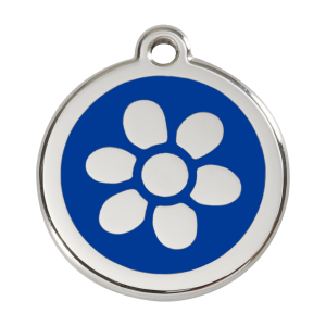 Hundemarke Blume dunkelblau Emaille Größe L