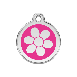 Hundemarke Blume aus Emaille und Edelstahl, Größe M, 30 mm