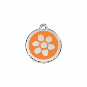 Katzenmarke Blume Orange aus Emaille und Edelstahl, Klein