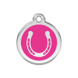 Hundemarke Hufeisen Emaille Edelstahl Mittel in Pink