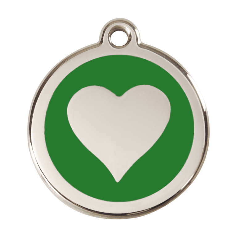 Vue avant - Médaille personnalisable Red Dingo cœur vert en émail et acier inoxydable - Größe L