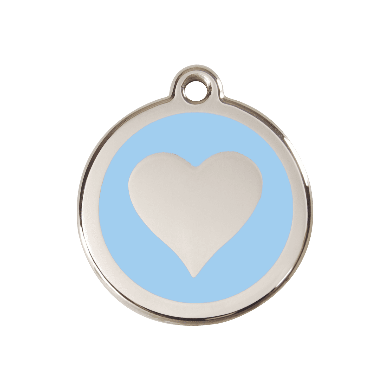 Vue avant - Médaille personnalisée pour chien/chat Red Dingo cœur bleu clair 30mm