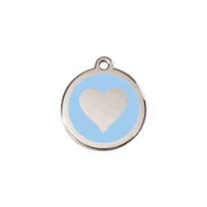 Katzenmarke Herz Hellblau S 20 mm aus Emaille und Edelstahl