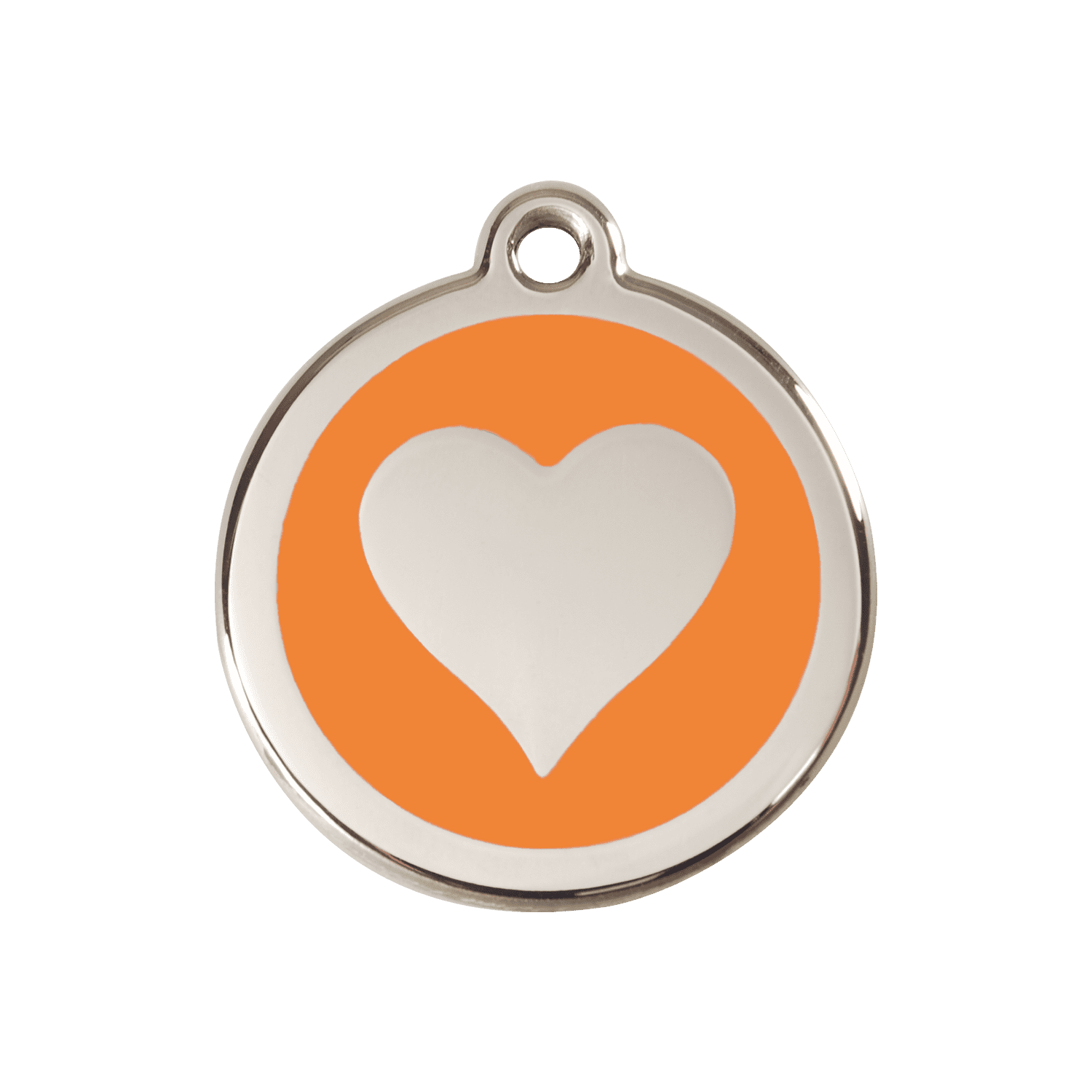 Vue avant - Médaille personnalisée pour chien Red Dingo cœur orange en émail et acier inoxydable - Größe M