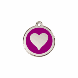 Katzenmarke Herz violett S 20 mm Emaille und Edelstahl