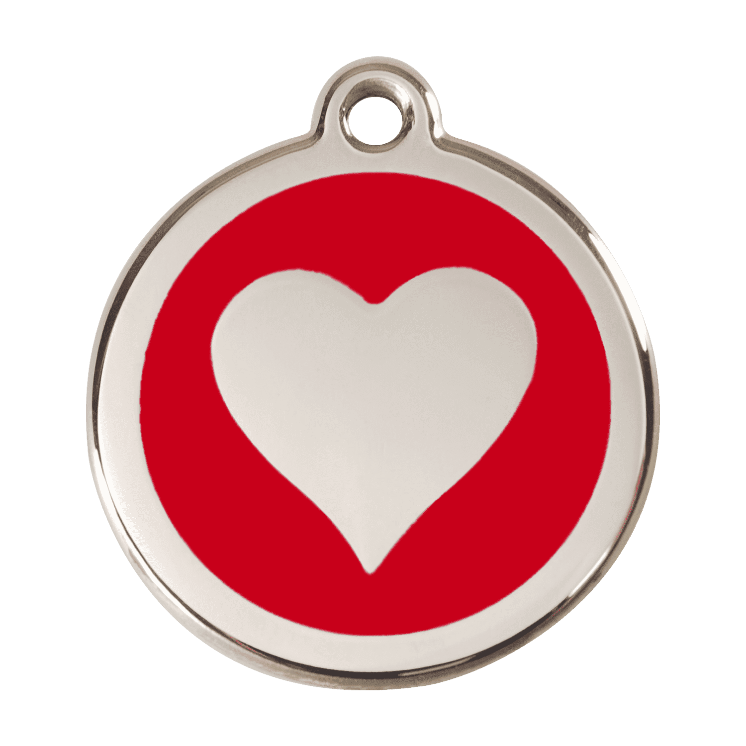 Vue avant - Médaille personnalisable Red Dingo Émail et acier inoxydable - Motif cœur rouge - Größe L