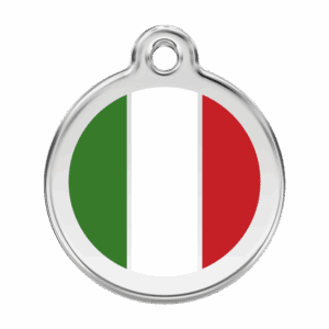 Hundemarke Größe L mit italienischer Flagge aus Emaille und Edelstahl