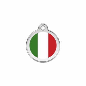 Katzenmarke klein mit italienischer Flagge aus Emaille und Edelstahl