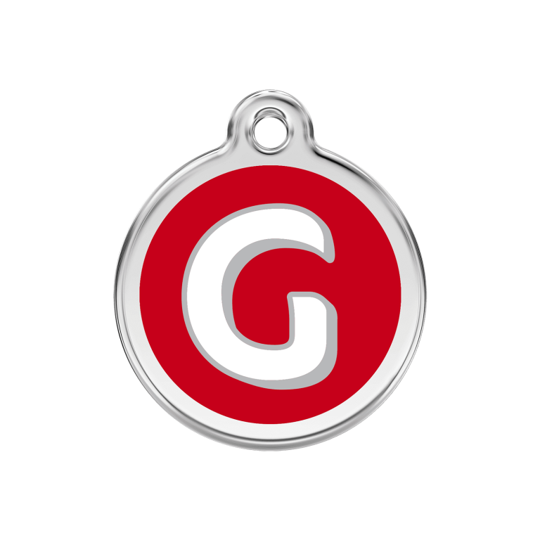Vue avant - Médaille personnalisée Red Dingo Émail et acier inoxydable - Lettre G - Rouge - Größe M