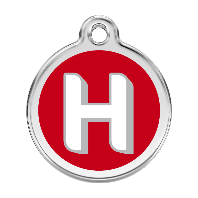Vue avant - Médaille personnalisée pour chien Red Dingo H rouge en émail et acier inoxydable - Größe L