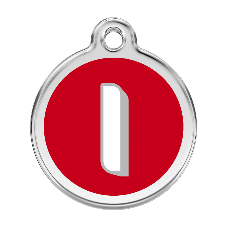 Vue avant - Médaille personnalisée Red Dingo Émail et acier inoxydable - Lettre I - Rouge - Größe L