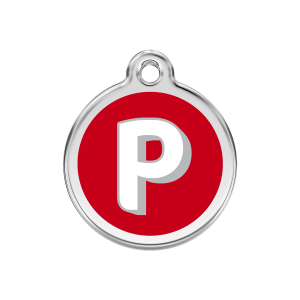 Hundemarke roter Buchstabe P Größe M