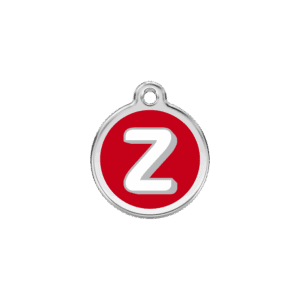 Katzenmarke Größe S mit rotem Buchstaben Z aus Emaille und Edelstahl