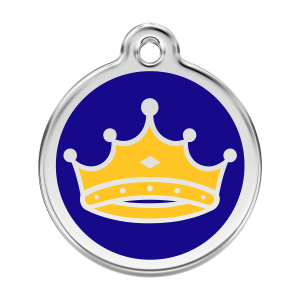 Hundemarke König Dunkelblau Emaille Edelstahl Größe L