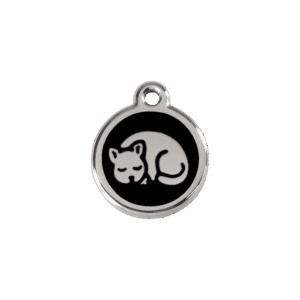 Katzenmarke klein aus Emaille und Edelstahl – Größe S