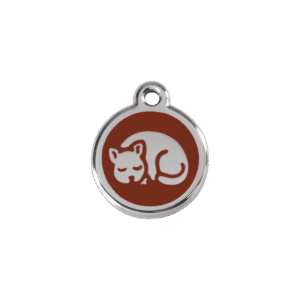 Katzenmarke Braun aus Emaille und Edelstahl – Größe S