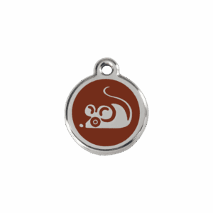 Katzenmarke Maus Braun aus Emaille und Edelstahl, Größe S
