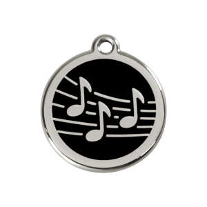 Hundemarke Musik Schwarz Größe M aus Emaille und Edelstahl