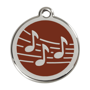 Hundemarke Musik Braun L aus Emaille und Edelstahl
