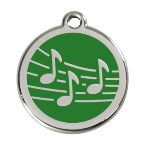 Hundemarke Musik Grün Emaille & Edelstahl Größe L