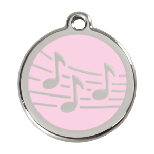 Hundemarke Musik Rosa Größe L aus Emaille und Edelstahl