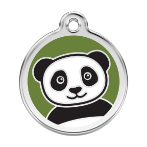 Hundemarke Panda Grün L aus Emaille und Edelstahl