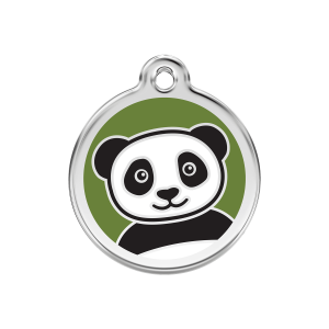 Grüne Panda Hundemarke Größe M aus Emaille und Edelstahl