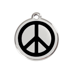 Hundemarke Peace Schwarz Emaille Edelstahl Größe M