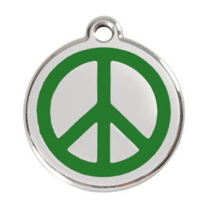 Hundemarke Grün Peace L aus Emaille und Edelstahl