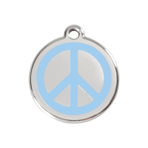Hundemarke Peace Hellblau Größe M aus Emaille und Edelstahl