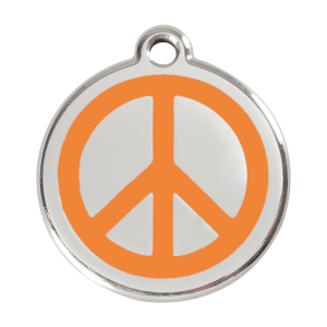 Hundemarke Peace Orange L aus Emaille und Edelstahl