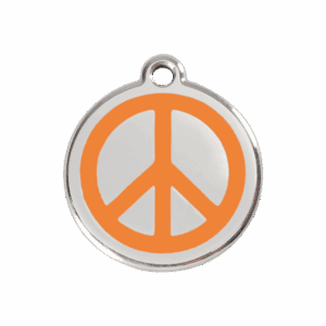 Hundemarke Peace Orange Größe M aus Emaille und Edelstahl