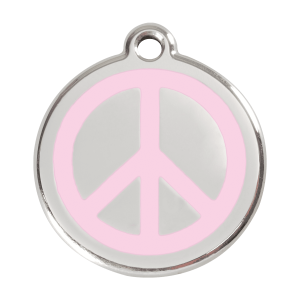 Hundemarke Peace L aus Emaille und Edelstahl in Rosa