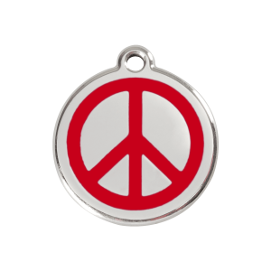 Hundemarke Peace Rot Größe M aus Emaille und Edelstahl