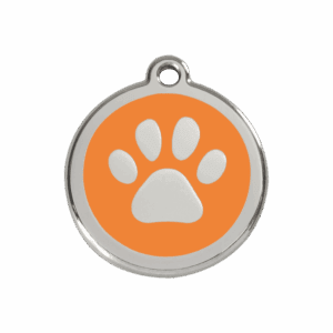 Hundemarke mit Pfotenabdruck in Orange, Größe M