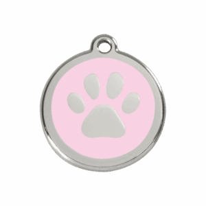 Hundemarke Pfotenabdruck Rosa M aus Emaille und Edelstahl