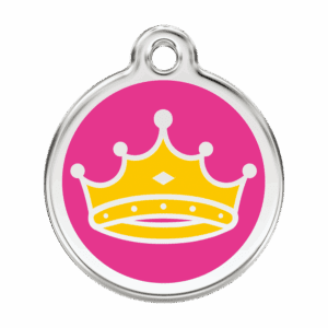 Hundemarke Reine Groß in leuchtendem Pink aus Emaille und Edelstahl