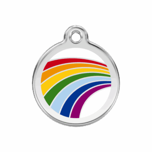 Hundemarke Regenbogen Weiß M aus Emaille und Edelstahl